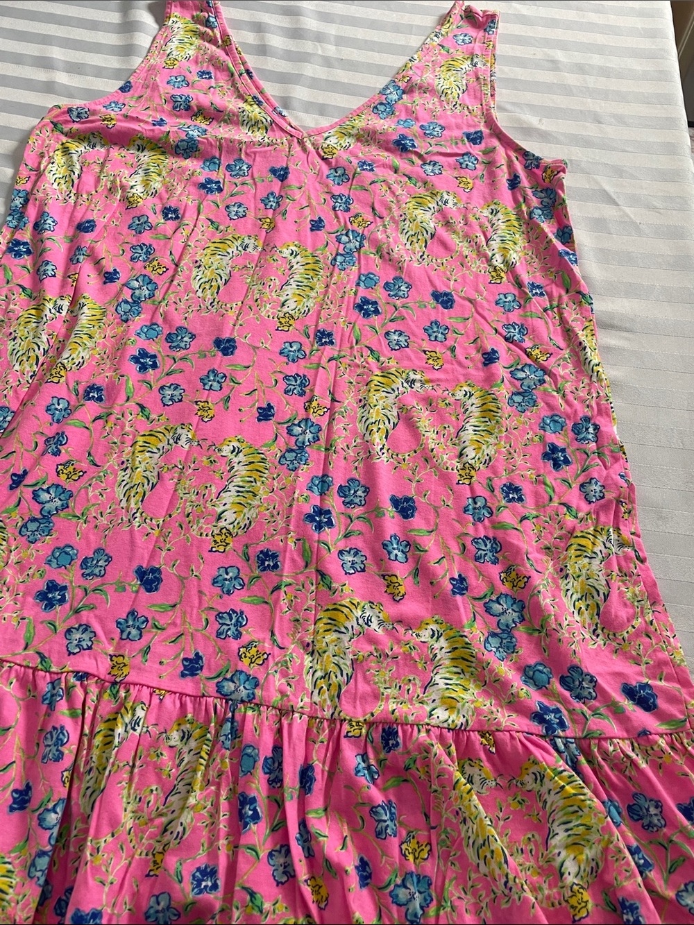 Summer Sale! Lilly Pulitzer Pink Floral V-Neck Tank with Blue & Yellow Accents - Picture 3 of 5